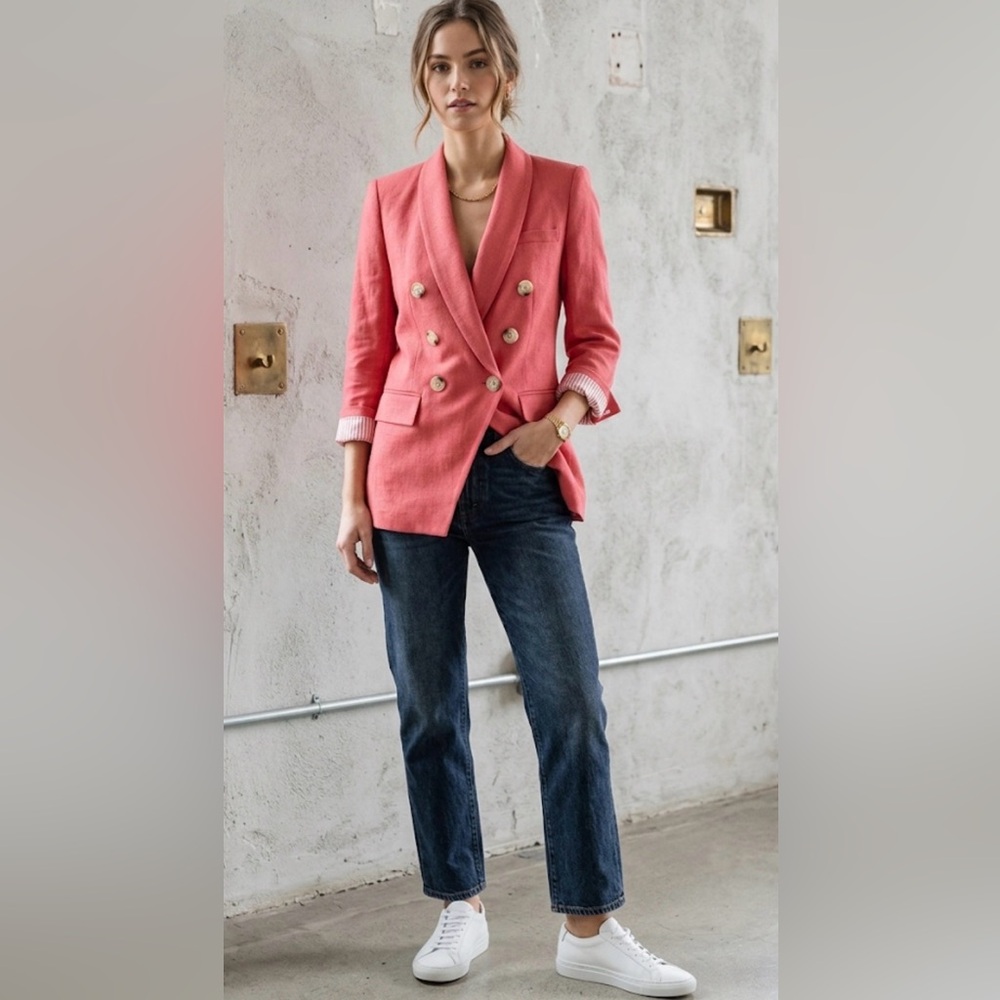Veronica Beard Coral Miller Double-Breasted Shawl Dickey Jacket - Size 0
